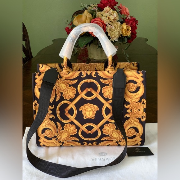 Versace Handbags - Versace Signature Print Brand New Large Canvas Tote.
MSRP $1,895